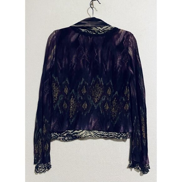 Alberto Makali Top Womens Small Purple Animal Print Knit Chiffon Boho Artsy - Picture 4 of 7